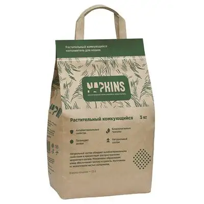 Купить napkins наполнитель для кошек растительный комкующийся