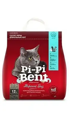 Pi-Pi-Bent Комкующийся наполнитель для кошек "морской бриз" (пакет)