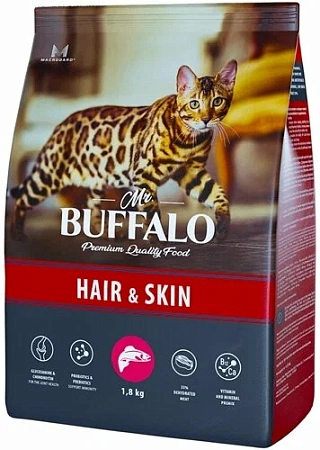 Купить mr.buffalo hair & skin сухой корм для кошек, лосось