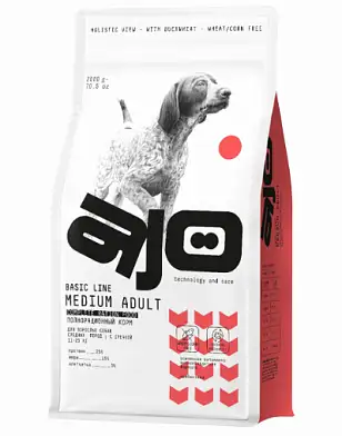 AJO Medium Adult сухой корм для взрослых собак средних пород с говядиной и гречкой
